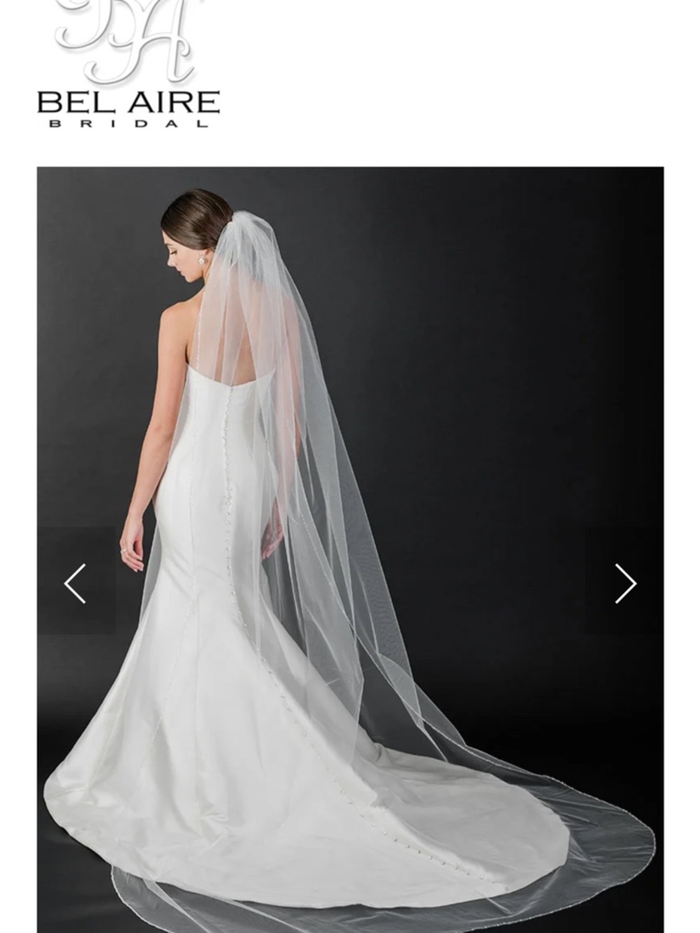 NWT Bel Aire Bridal White Cathedral Wedding Veil With Beaded and Sequin Trim